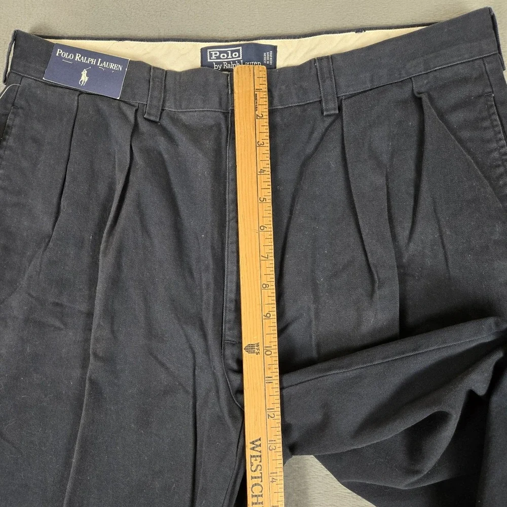 Vintage Polo Ralph Lauren Andrew Pants Mens 36x29 Navy Blue Pleated Classic NWT